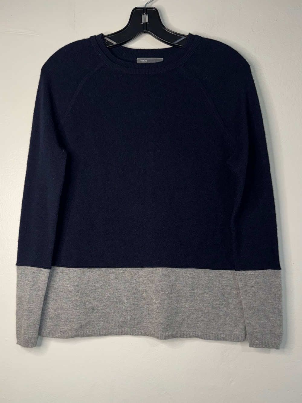 Vince Colorblock Crewneck Sweater in Navy and Gray